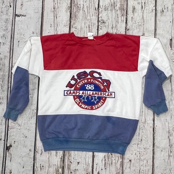 Vintage 80s USCA Cheerleader Cheerleading 1980s Crewneck Sweatshirt - Picture 1 of 5